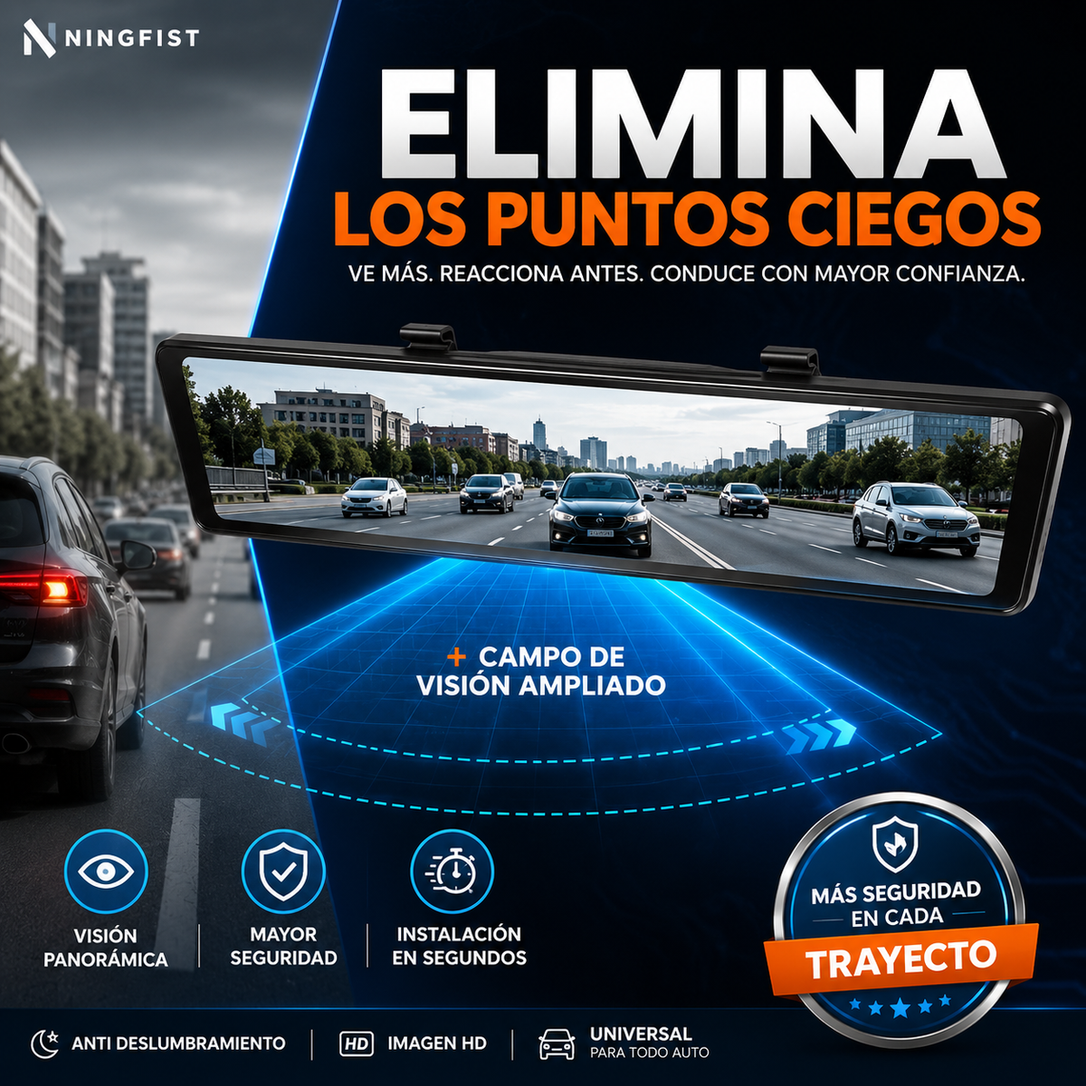RETROVISOR DE CARRO GRAN ANGULAR