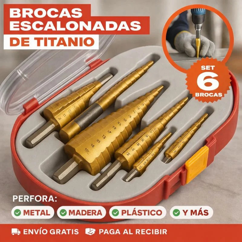 Juego De 6 Brocas titanio De Sierra Escalonadas | Convierte tu taladro en una herramienta profesional