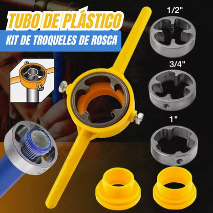 Juego de enroscador para tubos + 6 adaptadores de medida