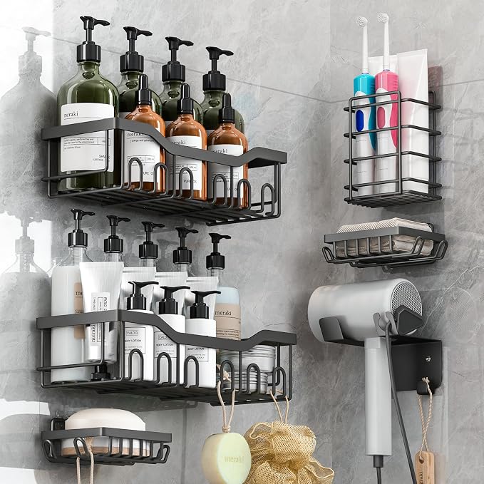 Organizador de baño x 5 piezas | acero inoxidable