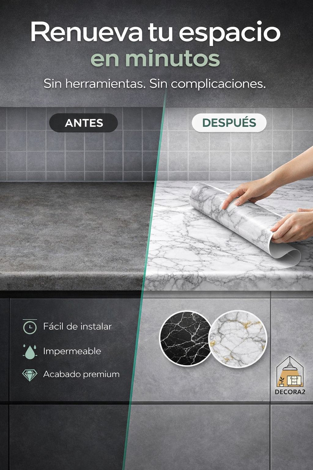 Papel Tapiz Marmolado x Rollo 10m x 45cm
