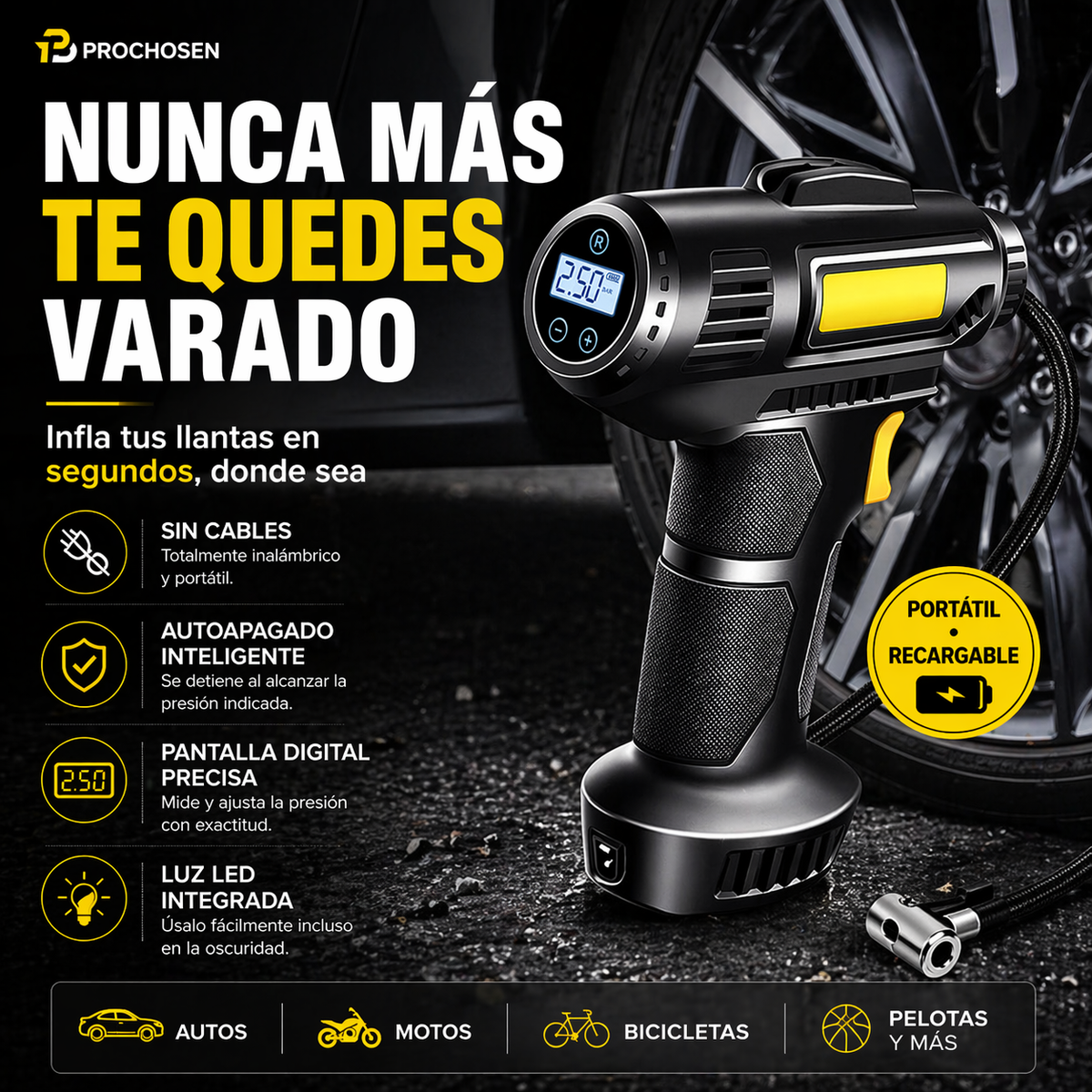 Pistola Compresor Aire Digital Portatil