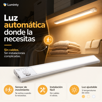 Barra LED recargable Luminity™ | Con sensor de movimiento