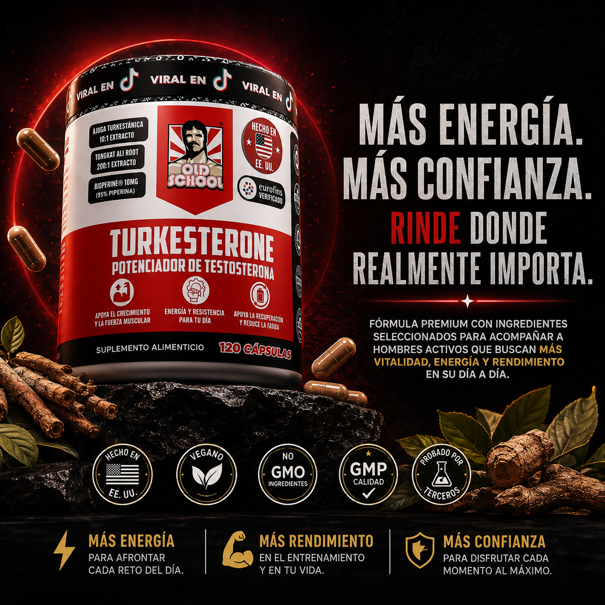 Turkesterone™ X120 CAPSULAS | Aumenta tu testosterona y mejora tu rendimiento