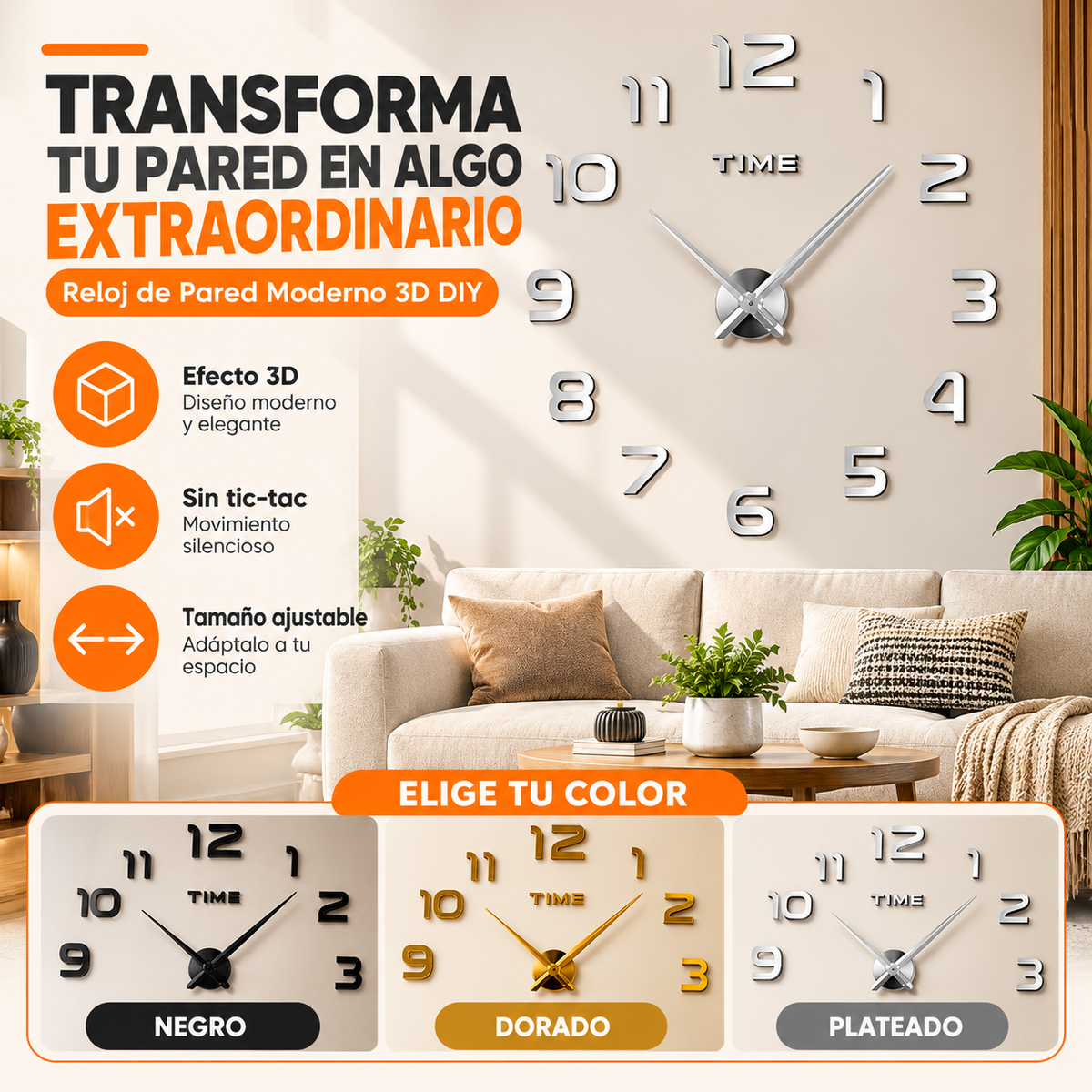 RELOJ MODULAR 3D DE PARED | FÁCIL INSTALACIÓN