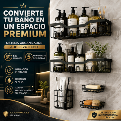 Organizador de baño x 5 piezas | acero inoxidable