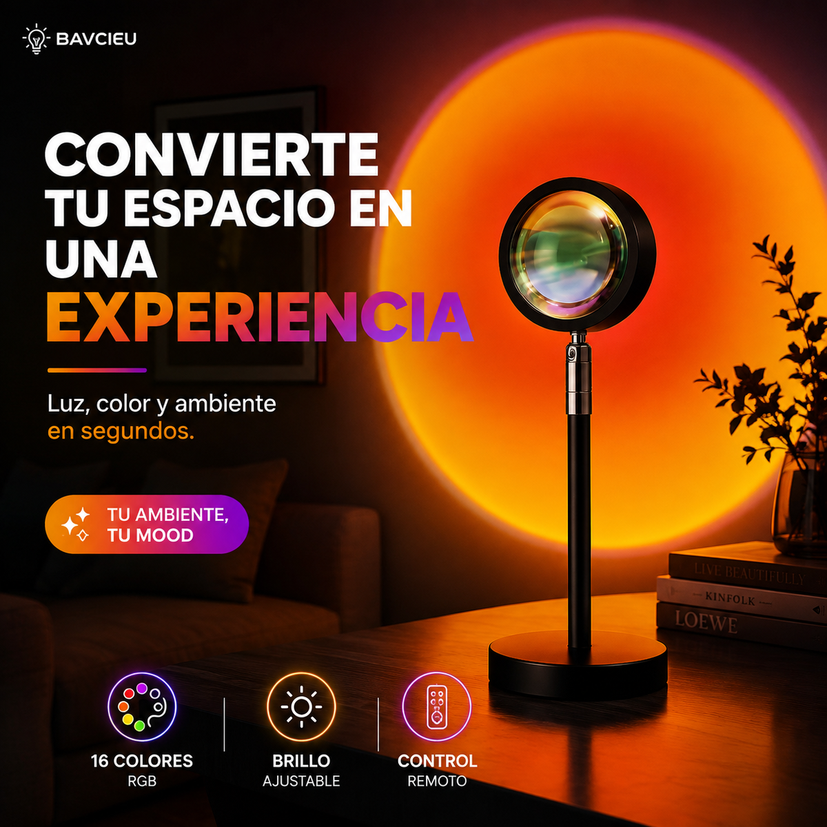 Lampara Sunset EAGO™ | Cada espacio, una nueva experiencia