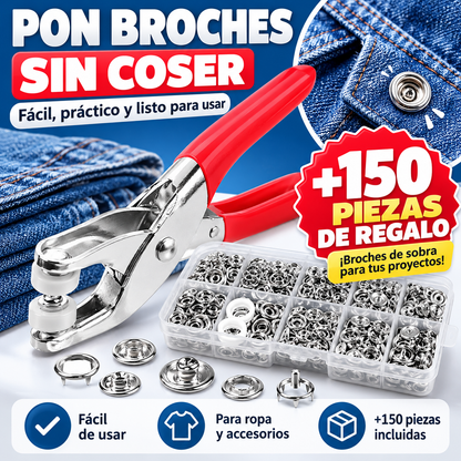 Alicate Remachador de Botones Vintrex™ | 150 Piezas de broches
