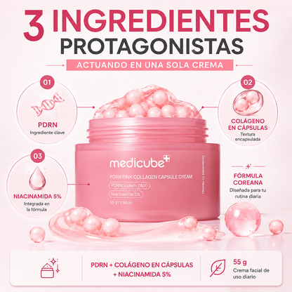 MEDICUBE PDRN PINK CREAM 60ML | 3 INGREDIENTES ACTIVOS