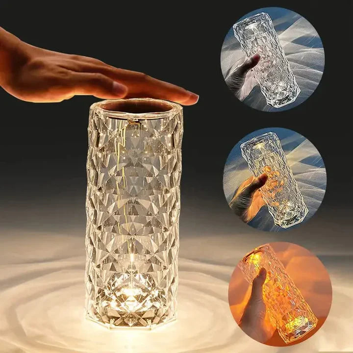Lámpara LED de Cristal en Forma de Rosa 🌹 – Elegancia e Iluminación al Tacto